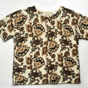 Studio Works Beige Brown Paisley Print Sweater